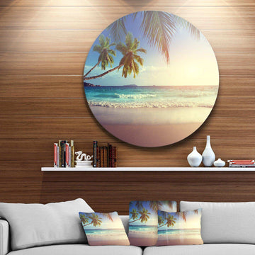 Typical Sunset on Seychelles Beach - Sea & Shore Circle Metal Wall Decor
